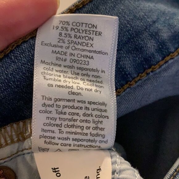 PACSUN blue stretch ankle jeggings embroidered rose detail medium wash SZ 28 - Picture 8 of 12